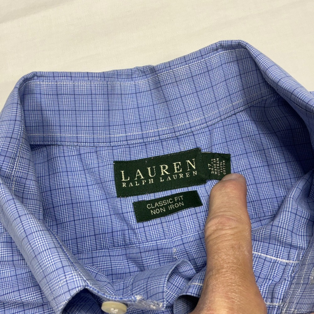 Lauren Ralph Lauren Men's Blue Plaid‎ Classic Fit Non Iron Button Down Shirt